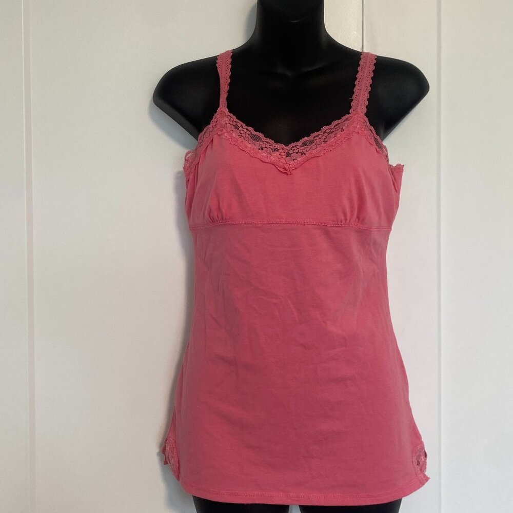 Lace-Trim Pink Camisole Tank Top - Women